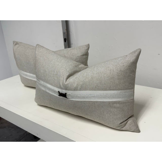 Contemporary Thom Filicia Home Collection Frost Buckle Lumbar Pillows, Pair For Sale - Image 3 of 12