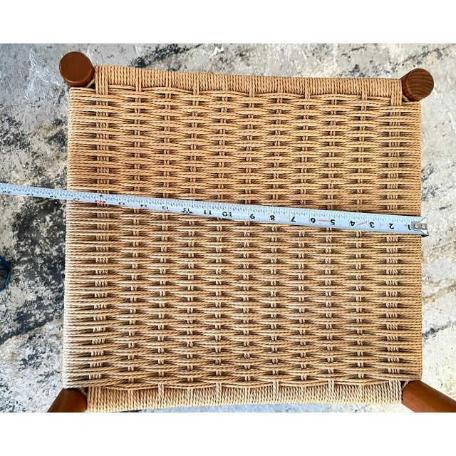 Pair of 1960s Mid-Century Danish Modern Teak Paper Cord Chairs For Sale In Washington DC - Image 6 of 6