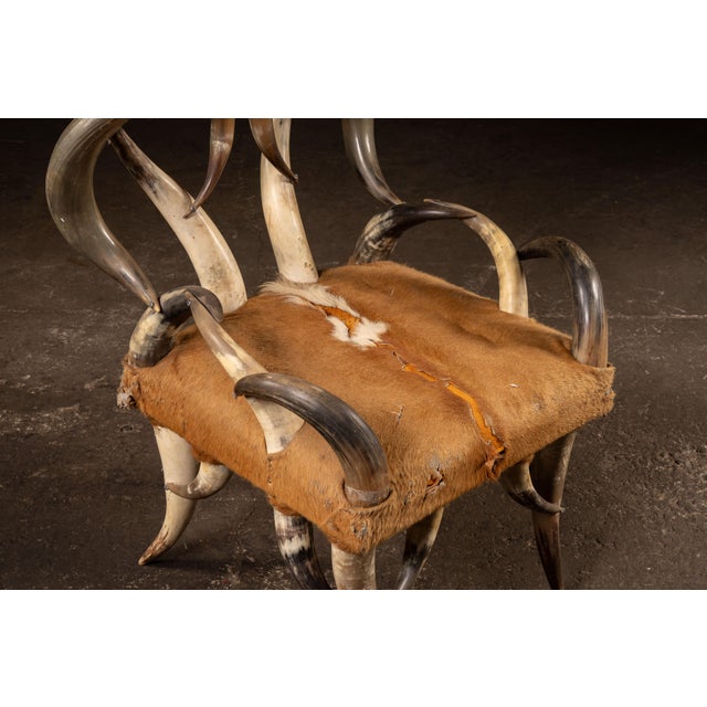 Brown Mid 20th Century Monumental Longhorn Horn Throne Chair For Sale - Image 8 of 13