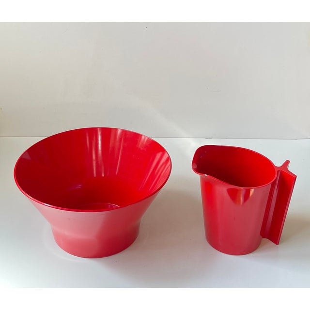 Vintage Red Melamine Bowl and Pitcher by Henning Koppel for T. Ørskov, 1970s, Set of 2 For Sale - Image 9 of 9