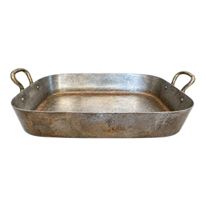 Vintage Solid Copper Rectangular Roasting Tray Pan Side Handles