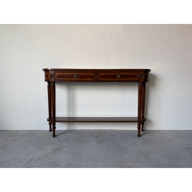 Jonathan Charles “Buckingham Collection” Classic Regency Style Mahogany Console With Undertier For Sale - Image 4 of 12
