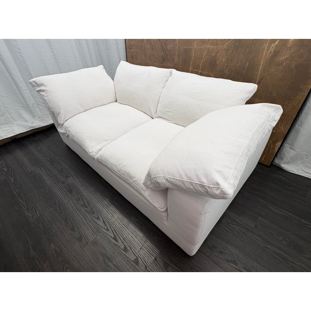 Rh Cloud 7' Luxe Sofa — 2-Cushion | Perennials Performance Textured Linen Weave | White For Sale - Image 17 of 18