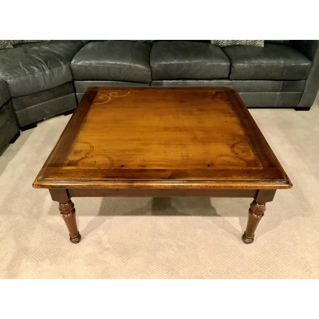 Early 20th Century Antique English Square Coffee Table With Fleur-De-Lis Satinwood Inlay For Sale - Image 12 of 12