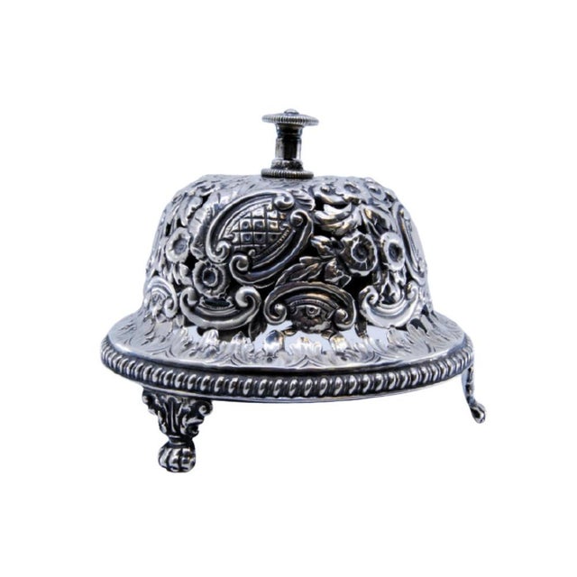 Victorian Silver Bell with Corded Base, Shells, Garland and Zoomorphic Feet For Sale - Image 10 of 10