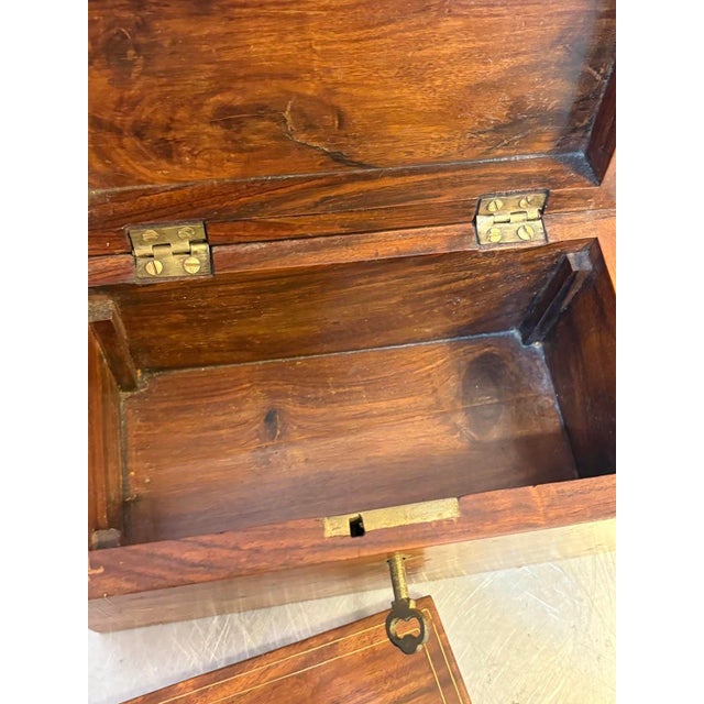 Brown Art Deco Wood/Gold Accents Hinge-Top Box For Sale - Image 8 of 8