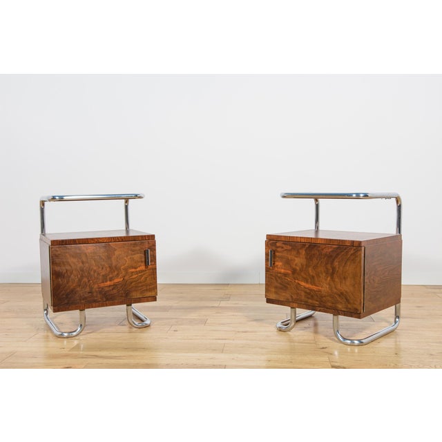 Bauhaus Mid-Century Bauhaus Nightstands from Mücke-Melder, Czechoslovakia, 1930s, Set of 2 For Sale - Image 3 of 18