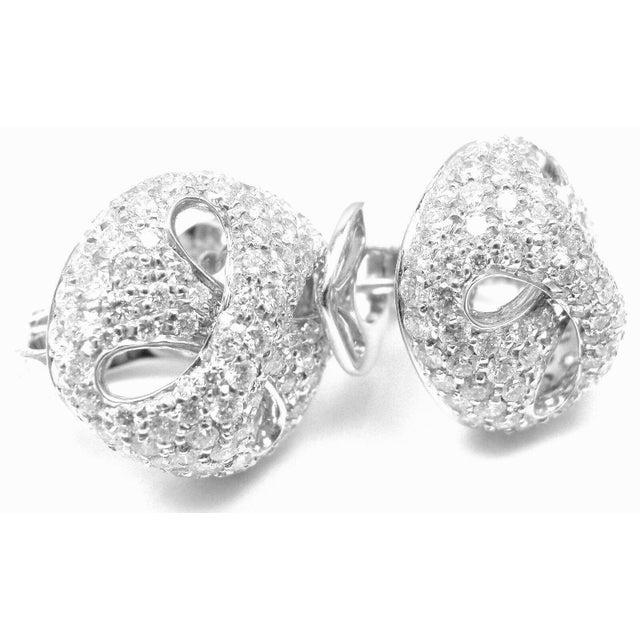 Metal Damiani 18k White Gold 3.03 ct Diamond Earrings. Retail: $28,190., Pair For Sale - Image 7 of 9