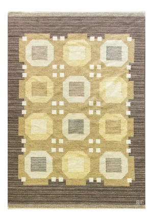 20th Century Swedish Flat-Weave Rug by Agda Osterberg-5'8" X 8'1"