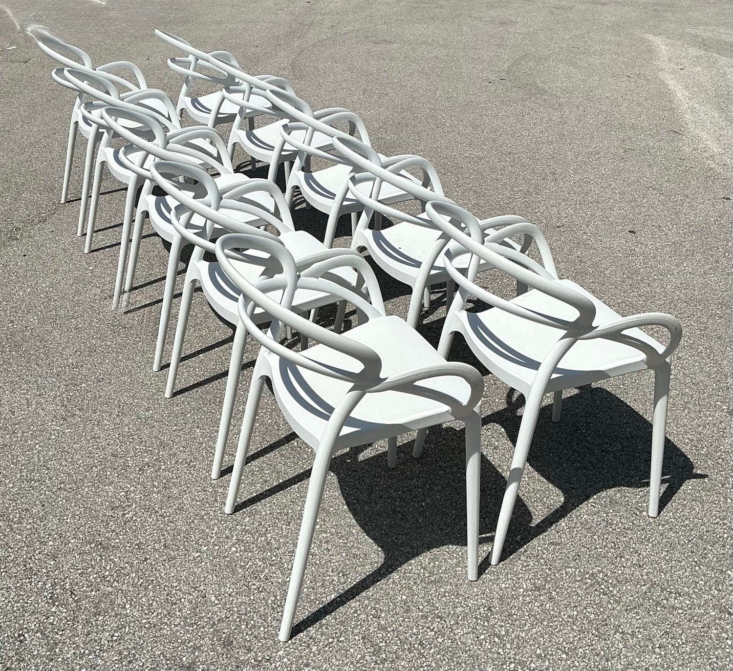 Vintage Set of 10 Mila Stacking Chairs by Siesta - Top view