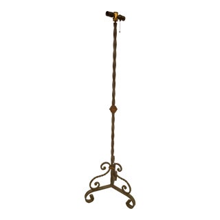 Late 20th Century Hand Wrought Verdigris Patina Iron Floor Lamp Base For Sale