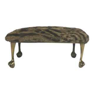 Vintage Petite Ocelot Upholstered Footstool For Sale