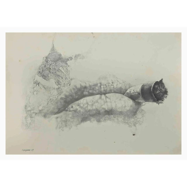 Composition is a phototype print reproducing drawing by Renzo Vespignani of the 1960s Signed on the plate lower right. The...