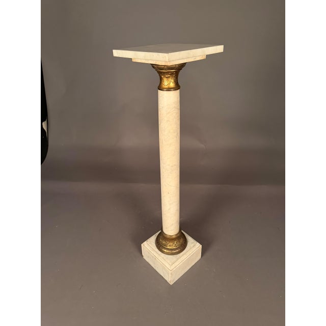 Cream Pedestal / Column With Bronze Mounts, Circa 1870 For Sale - Image 8 of 8