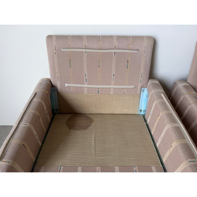 1980s Italian Postmodern Fully Upholstered Lounge Chairs on Casters – A Pair For Sale - Image 12 of 17