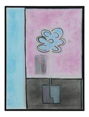 Paul Reeves Pink, Blue and Black Floral Still Life Acrylic Abstract 2018