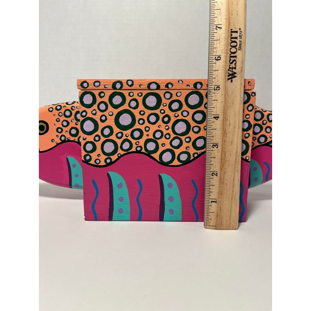 Dark Pink 1980's Tom Dolan Hand Painted and Decorated Wood Keepsake Box For Sale - Image 8 of 9