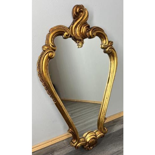 Gold Vintage French Rococo Style Gilt Ornate Wall Mirror For Sale - Image 8 of 8