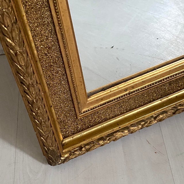 1920s Small Louis XVI Style Mirror in Wood and Gilded Stucco, 1920s For Sale - Image 5 of 12
