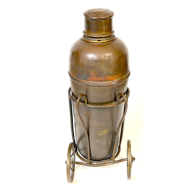 Metal Italian Interwar Industrial Copper Cocktail Shaker with Wheeled Caddy, 1925-35 For Sale - Image 7 of 18