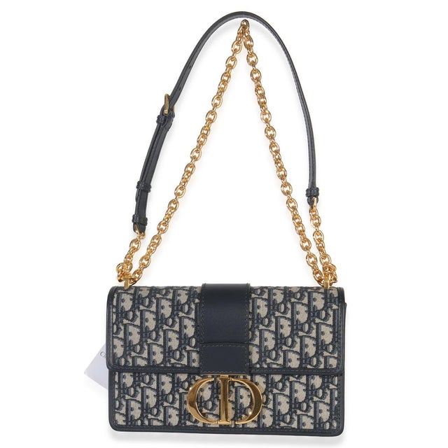 Blue Blue Oblique Dior 30 Montaigne Chain Bag For Sale - Image 8 of 9