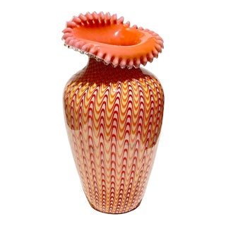 19thC Stevens & Williams Rare Osiris Pattern Antique Art Glass Vase For Sale