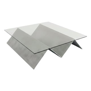 S2 Coffee Table in Brushed Aluminium by Giotto Pagani For Sale