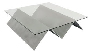 S2 Coffee Table in Brushed Aluminium by Giotto Pagani