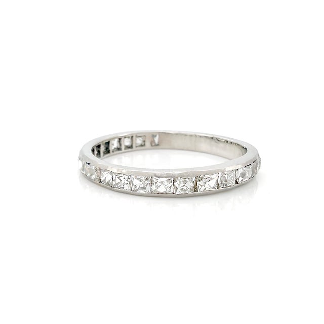 Art Deco 1920s Art Deco Platinum French Cut Diamond Ring, 0.90 Ct, Size 6.75 For Sale - Image 3 of 14
