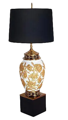 Brass & Gilded Glass Urn Lamp