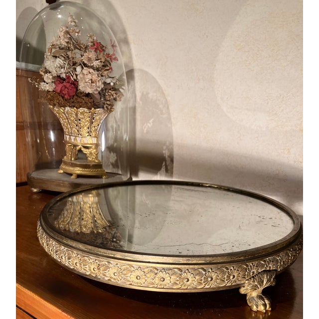 19th Century Italian Empire Mercury-Gilded Bronze Mirrored Plateau Centerpiece For Sale - Image 11 of 14