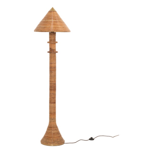 Rattan Capri Floor Lamp | Handcrafted Natural Rattan Sculptural Lighting For Sale