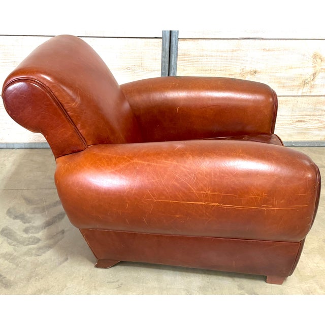 Modern Oversized French Modern Leather Club Chair, France, Circa 1960s For Sale - Image 3 of 18