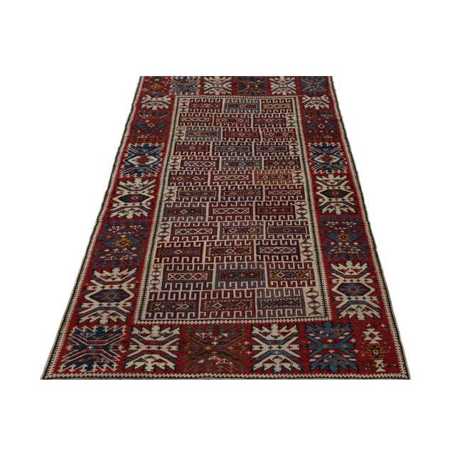 1950s Vintage Turkish Tribal Runner in Red With Colorful Medallions | Rug & Kilim For Sale - Image 5 of 8