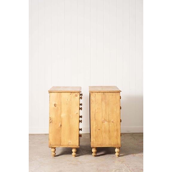 English Matched Pair 19th Century English Pine Chest of Drawers (C. 1880) For Sale - Image 3 of 8