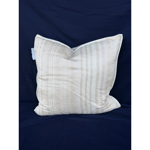 Ecru Ralph Lauren Throw Pillows Set of Four Brown Striped With Down Inserts New Old Stock For Sale - Image 8 of 9