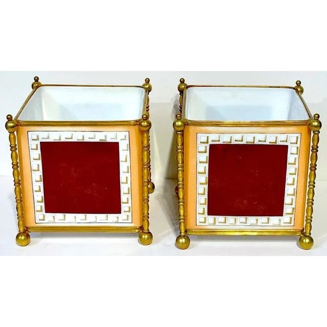 19th C. French Opaline & Gilt Bronze Aesthetic ' Fairy' Motif Cachepots - a Pair For Sale - Image 4 of 11