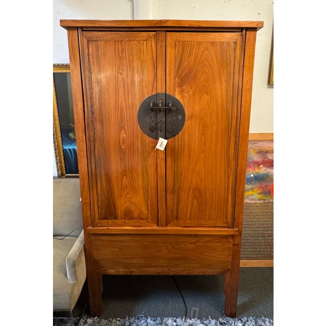 Asian Qing Dynasty Elmwood Wedding Cabinet, Antique For Sale - Image 3 of 13