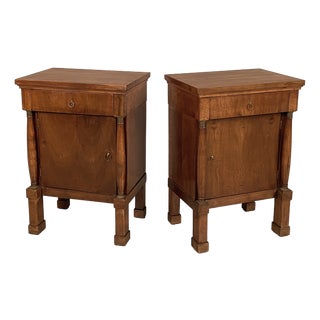 19th Century Empire Italian Bedside Tables in Wood, Set of 2 For Sale