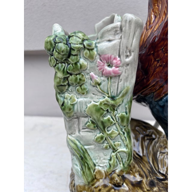 19th Century Majolica Rooster Vase Choisy Le Roi by Carrier Belleuse For Sale - Image 9 of 10