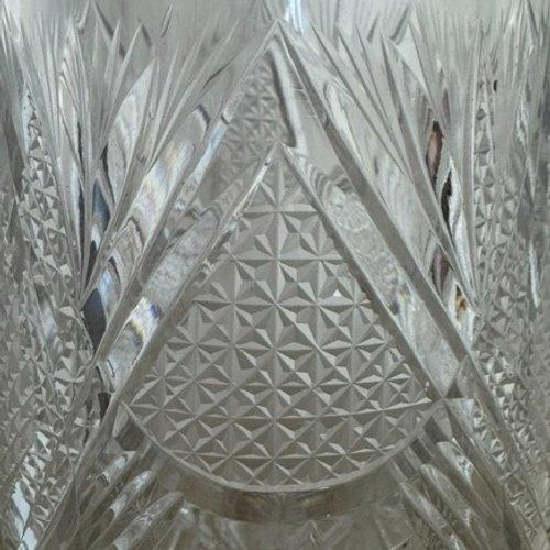 Metal Large Sklárny Bohemia Poděbrady Hand-Cut Lead Crystal Vase, Czechoslovakia, C. 70s-80s For Sale - Image 7 of 10