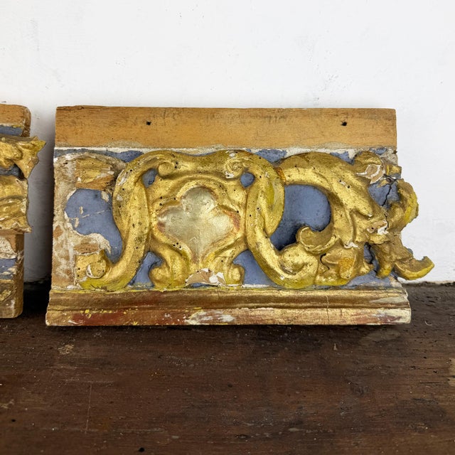 Baroque Italian Architectural Carved Wood Fragments, 1700s, Set of 2 For Sale - Image 4 of 12