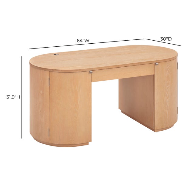 Marlow Natural Wood Executive Desk For Sale - Image 10 of 11