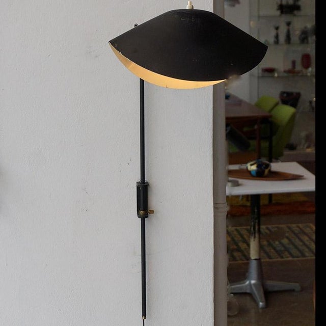 Black Single Arm Wall Lamp attributed to Serge Mouille, 1950s For Sale - Image 13 of 14
