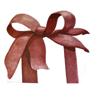 Red Ribbon Bow Paper Placemats - 16.8 Inch X 16.8 Inch - Pack of 12 For Sale