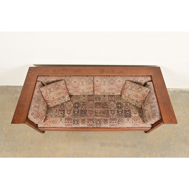 Late 20th Century Stickley Mission Oak Arts and Crafts Settle Sofa For Sale - Image 5 of 11