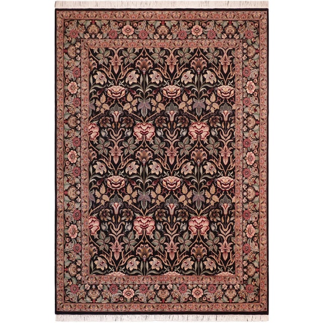 Floral 1990's Pak-Persian Black/Brown Wool Rug - 8'2'' X 10'3'' For Sale - Image 9 of 9
