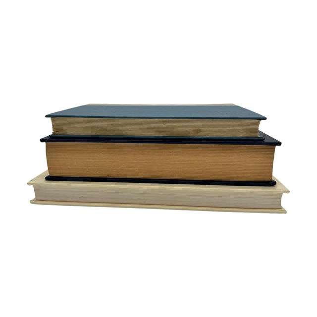Mid-Century Modern Vintage Blue Decorative Hardcover Books Set of 3 For Sale - Image 3 of 6