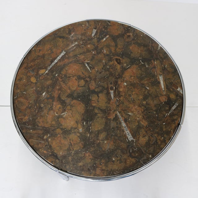 1950s Italian Modernist Cocktail Table with Fossil Marble Top For Sale In New York - Image 6 of 8