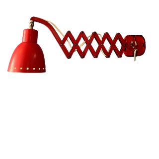 Mid-Century Modern Red Hala Scissor Wall Lamp For Sale